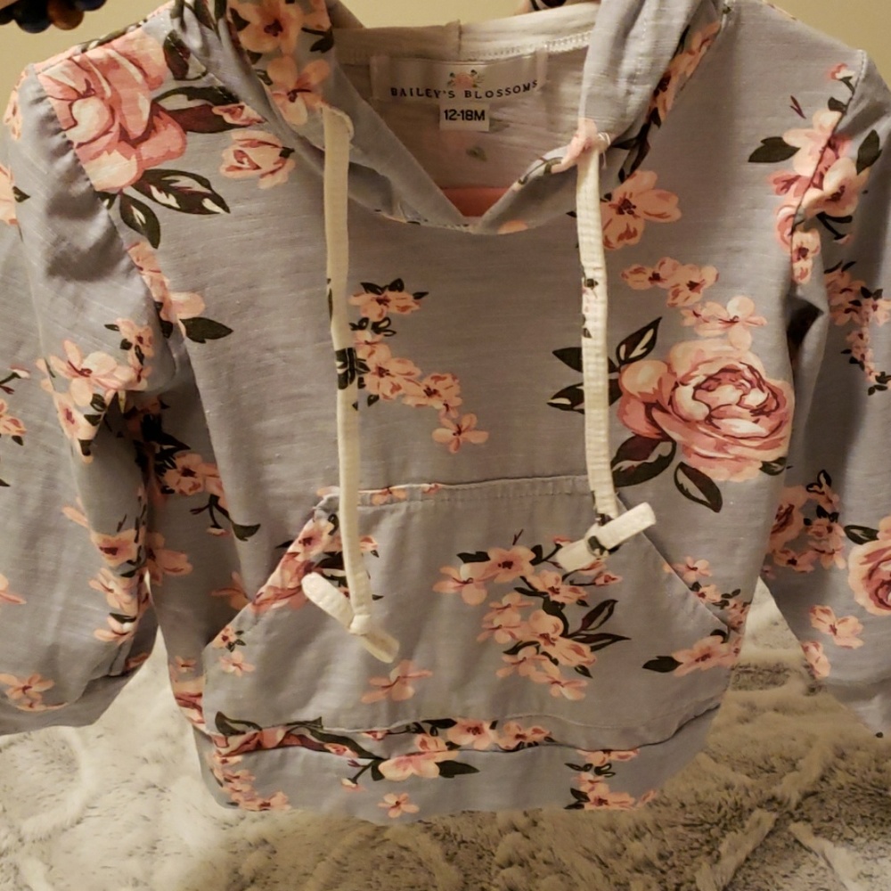 Baileys blossoms lightweight hoodie 12 to 18 mos